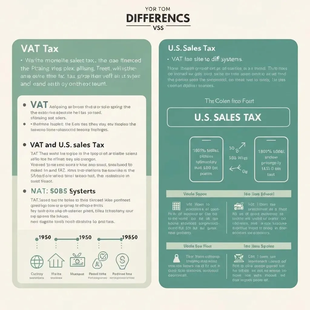 Diagrama comparativo entre el IVA y el impuesto sobre las ventas en EE.UU.
