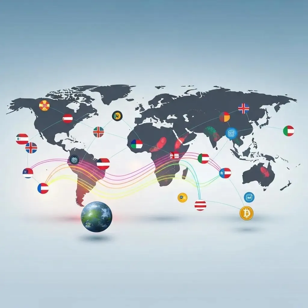 Diagrama que muestra el flujo de un pago transfronterizo entre divisas y países