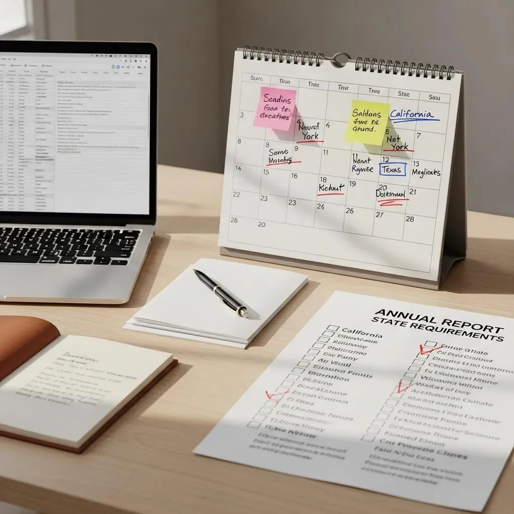 Calendario con plazos y lista de verificación para los requisitos de los informes anuales específicos de cada estado.